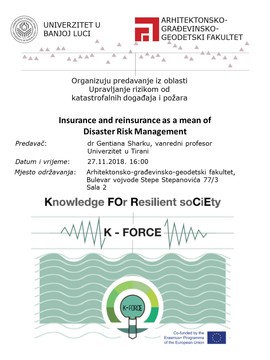 Позивна предавања из области "Управљање ризиком од катастрофалних догађаја" 